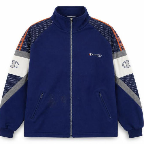 Champion Men's Blue Medium Full Zip Track Jacket 90s Sports Style