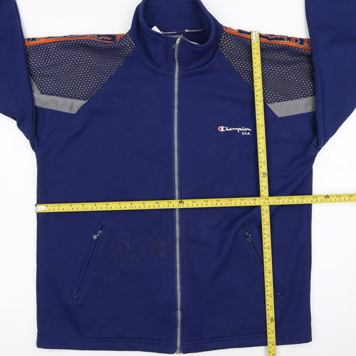 Champion Men's Blue Medium Full Zip Track Jacket 90s Sports Style