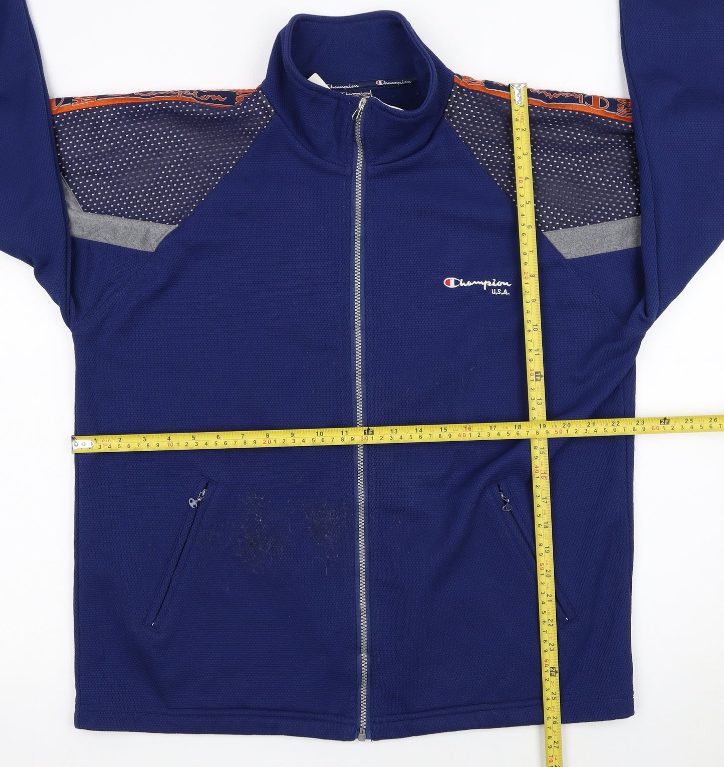 Champion Men's Blue Medium Full Zip Track Jacket 90s Sports Style