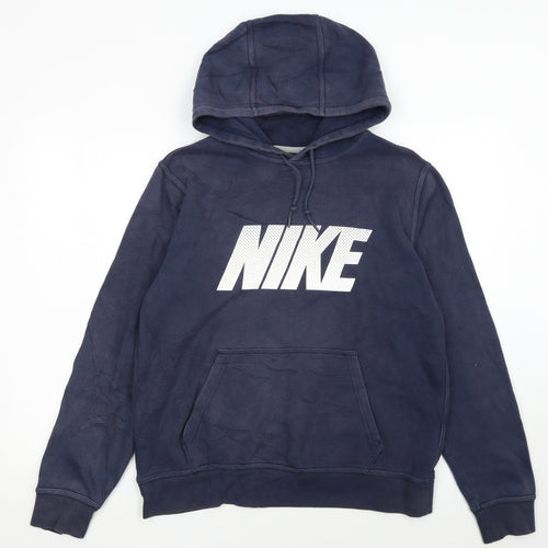 Nike Women's Navy Pullover Hoodie Medium Cotton Blend