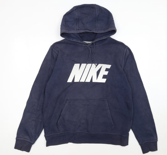 Nike Women's Navy Pullover Hoodie Medium Cotton Blend