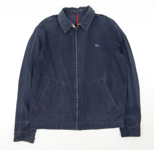 Burberry Men Blue XL Bomber Jacket Cotton Zip Casual Classic