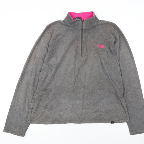 The North Face Women Grey Half Zip Fleece Sweatshirt Size M
