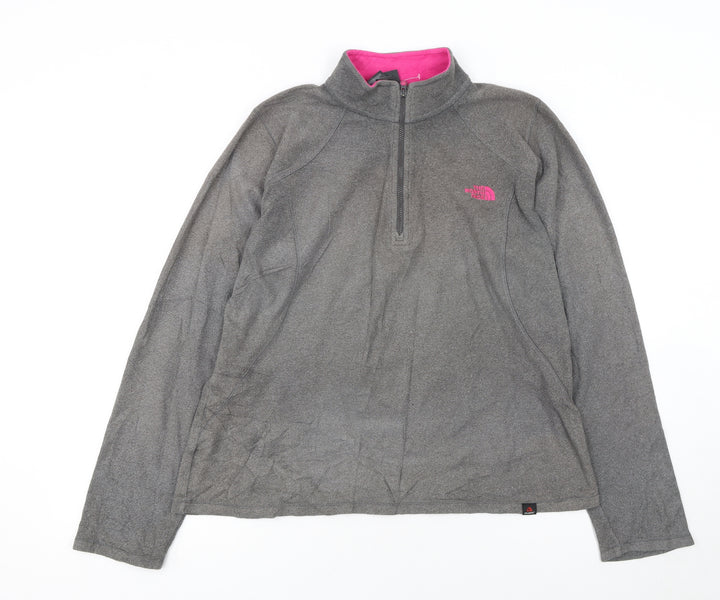 The North Face Women Grey Half Zip Fleece Sweatshirt Size M