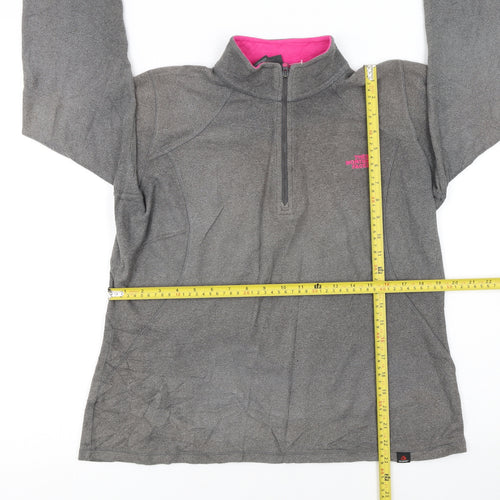 The North Face Women Grey Half Zip Fleece Sweatshirt Size M