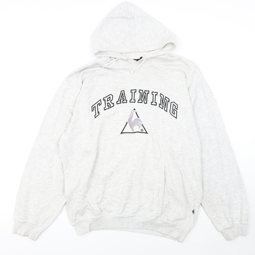 Le Coq Sportif Mens Grey Hoodie Medium Pullover Training Style