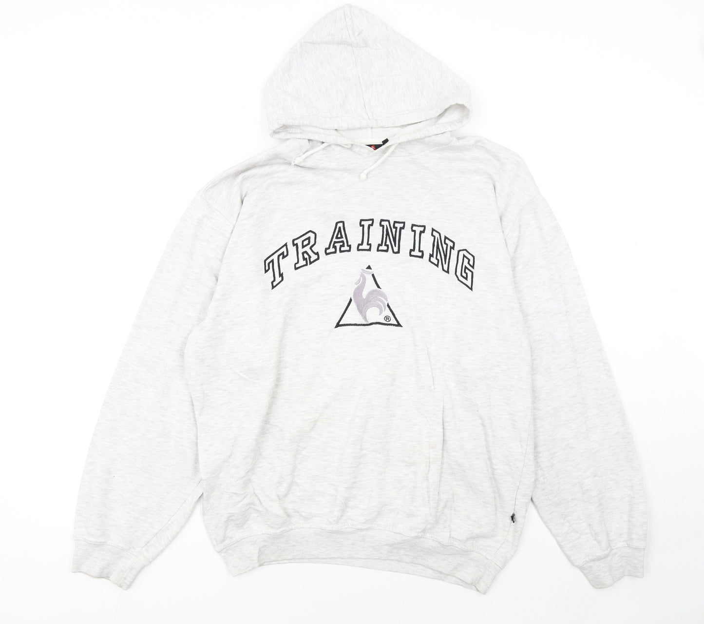 Le Coq Sportif Mens Grey Hoodie Medium Pullover Training Style