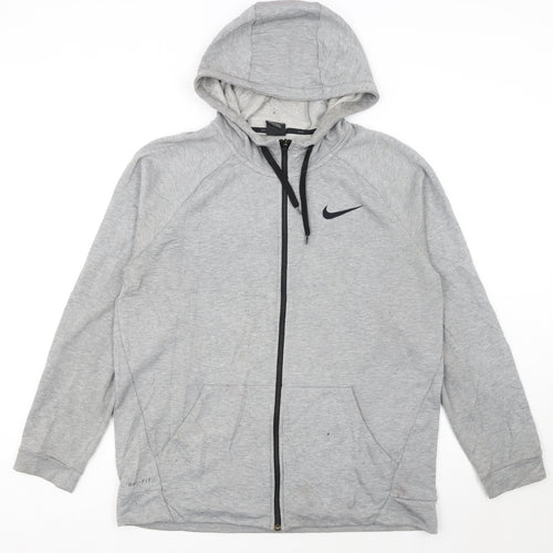 Nike Men's Grey Dri-Fit Full Zip Hoodie Size L Sportswear