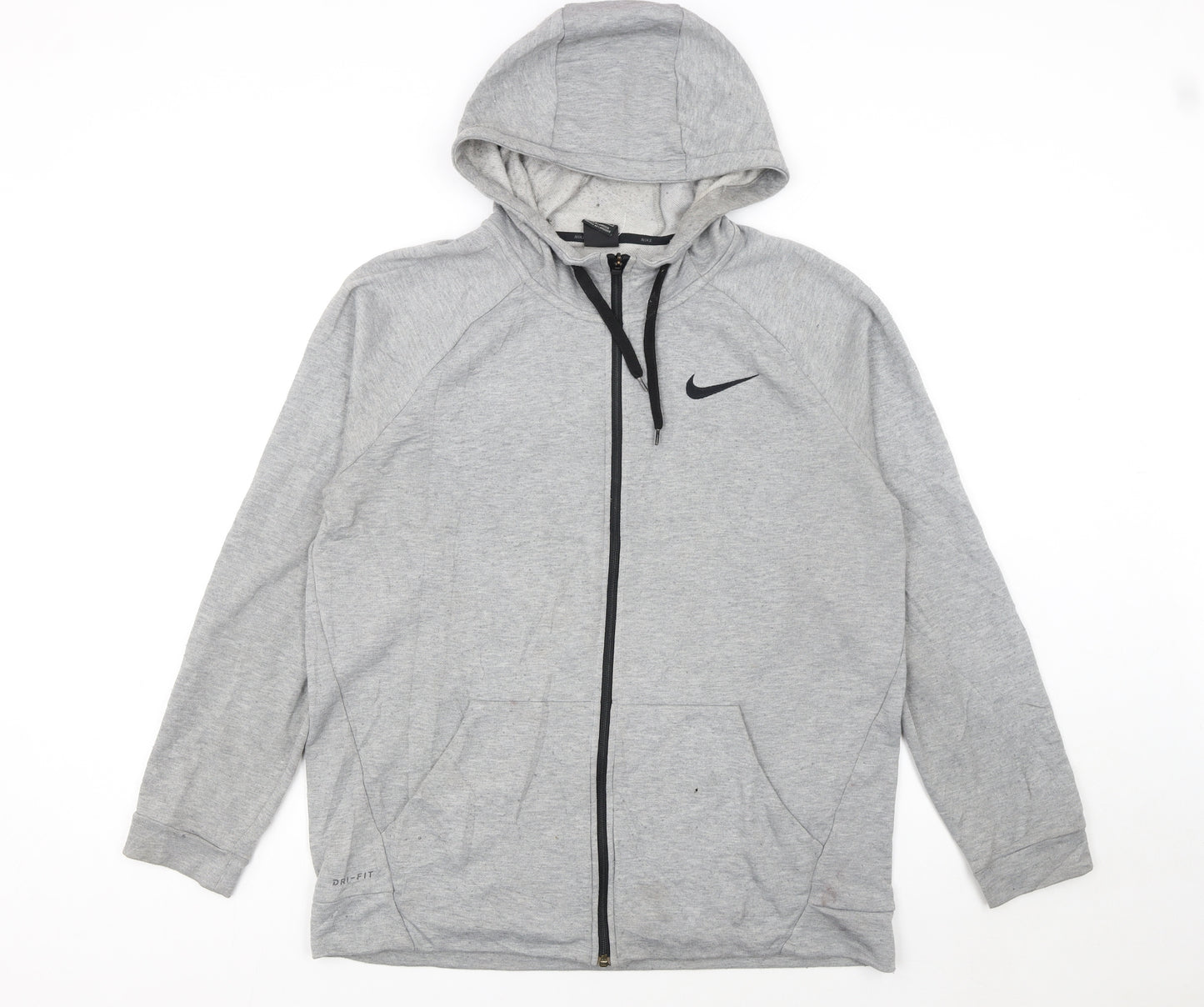 Nike Men's Grey Dri-Fit Full Zip Hoodie Size L Sportswear