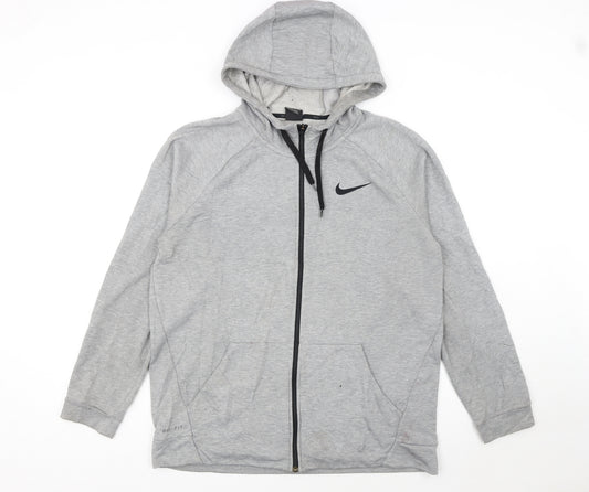 Nike Men's Grey Dri-Fit Full Zip Hoodie Size L Sportswear