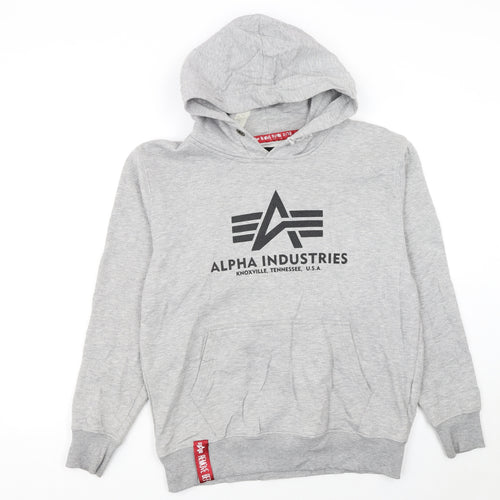 Alpha Industries Men's Grey Pullover Hoodie Small Regular Fit