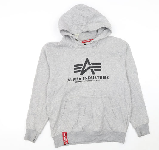 Alpha Industries Men's Grey Pullover Hoodie Small Regular Fit