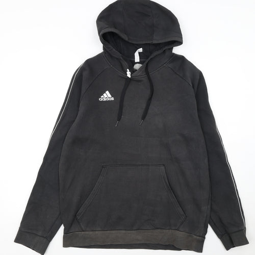 Adidas Men’s Black Pullover Hoodie L Fleece Logo Sportswear