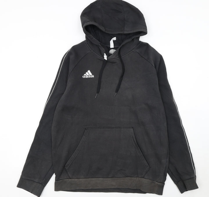 Adidas Men’s Black Pullover Hoodie L Fleece Logo Sportswear