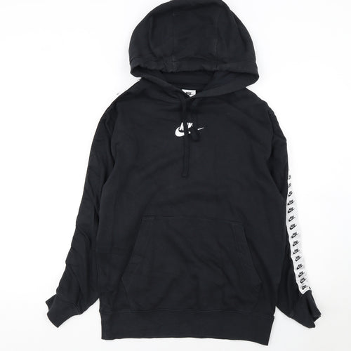 Nike Womens Black Small Pullover Hoodie With Logo Trim