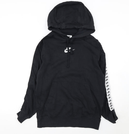 Nike Womens Black Small Pullover Hoodie With Logo Trim