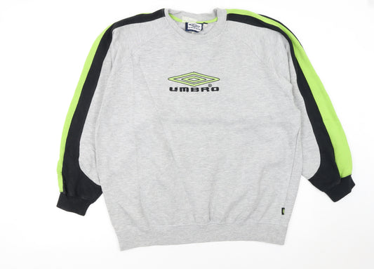 Umbro Men's Grey Sports Pullover Sweatshirt L Crew Neck Vintage