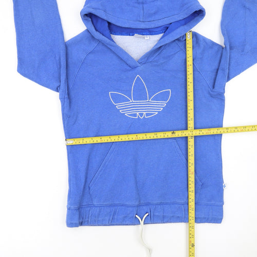 Adidas Women's Blue Pullover Hoodie Size 10 Drawstring Logo