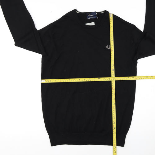 Fred Perry Men's Black Merino Wool Crew Neck Jumper L