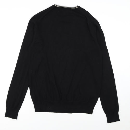 Fred Perry Men's Black Merino Wool Crew Neck Jumper L