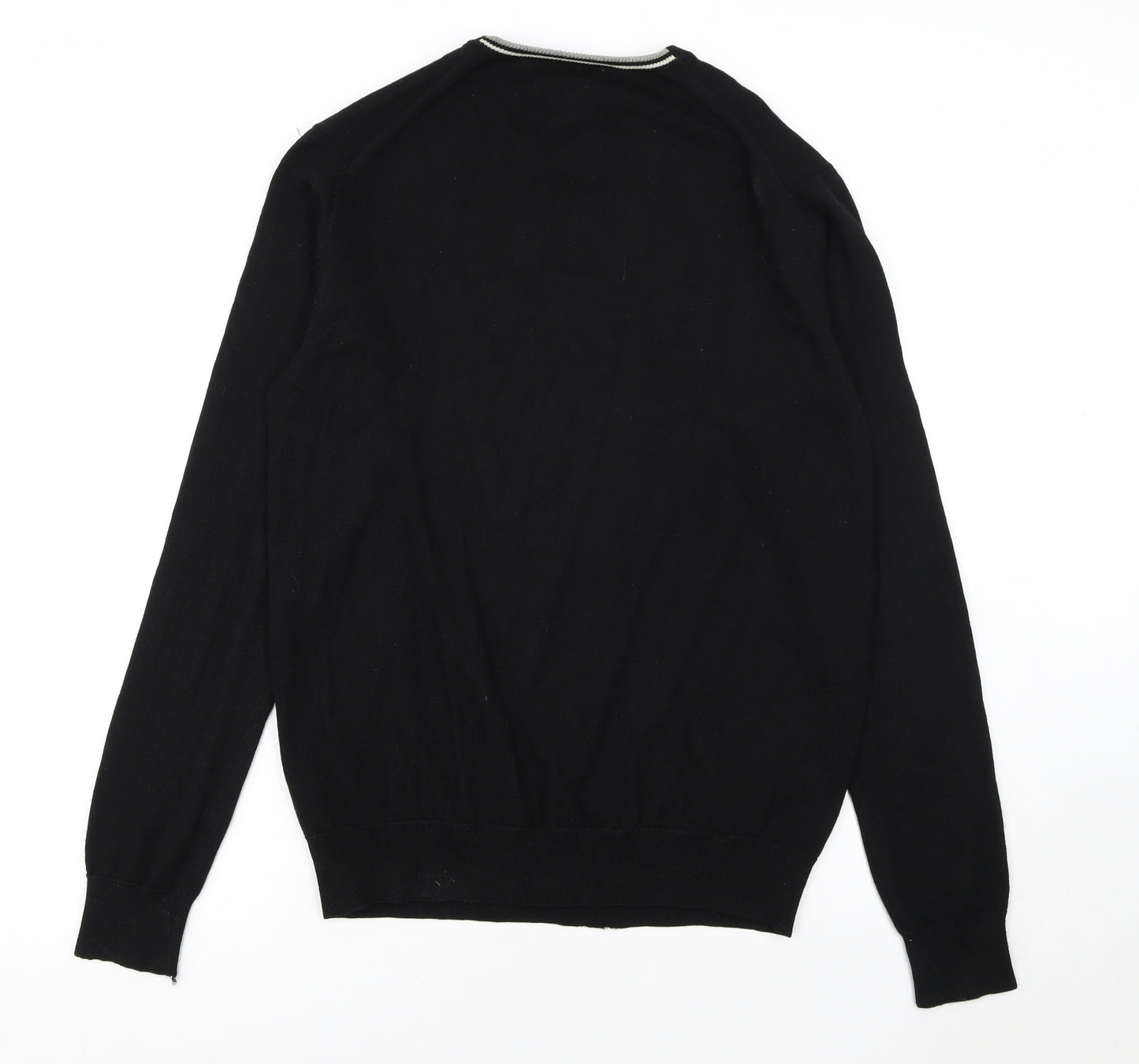 Fred Perry Men's Black Merino Wool Crew Neck Jumper L