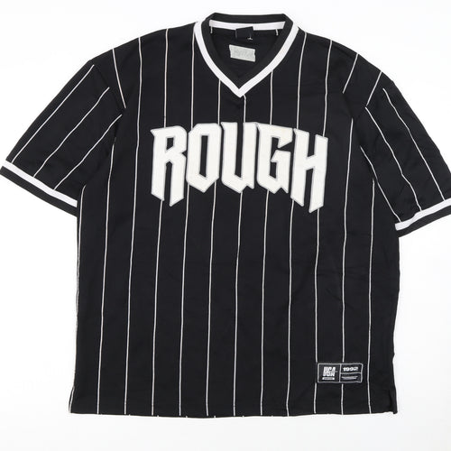 FSBN Men's Black Striped Athletic Fit Jersey T-Shirt M