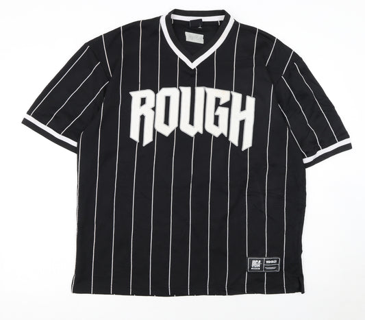 FSBN Men's Black Striped Athletic Fit Jersey T-Shirt M