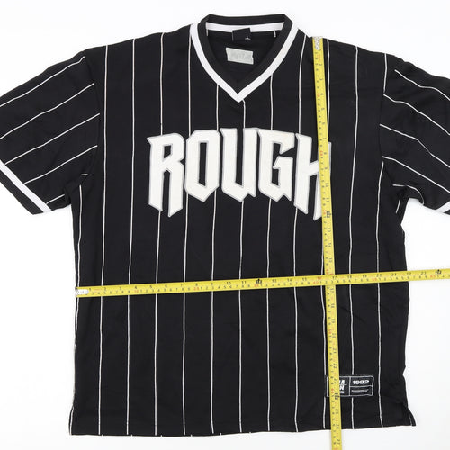 FSBN Men's Black Striped Athletic Fit Jersey T-Shirt M