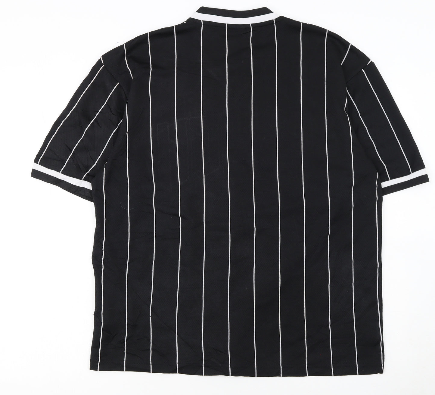 FSBN Men's Black Striped Athletic Fit Jersey T-Shirt M