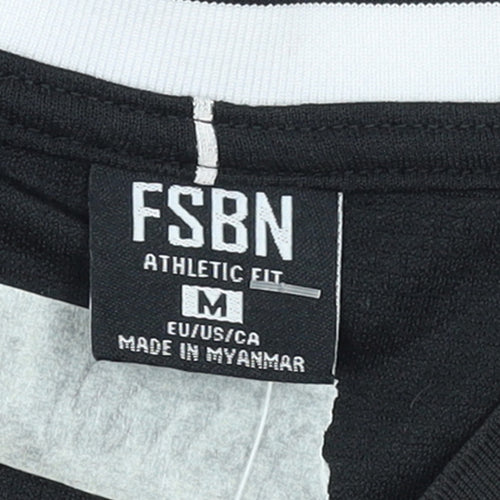 FSBN Men's Black Striped Athletic Fit Jersey T-Shirt M