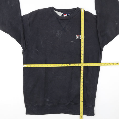Fila Men's Black Logo Pullover Sweatshirt L Regular Fit Crew Neck