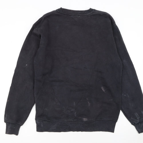 Fila Men's Black Logo Pullover Sweatshirt L Regular Fit Crew Neck