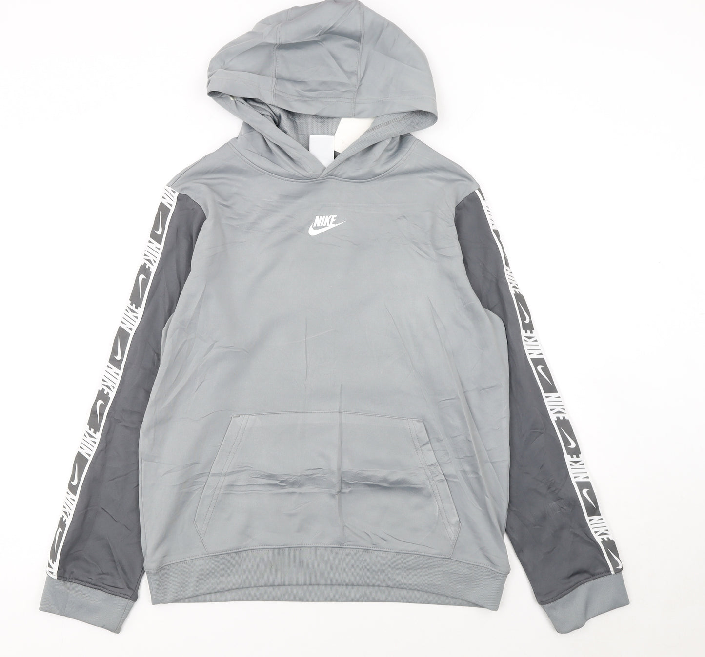 Nike Boys Grey Dri-Fit XL Pullover Hoodie with Logo Sleeves