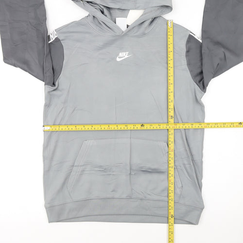 Nike Boys Grey Dri-Fit XL Pullover Hoodie with Logo Sleeves
