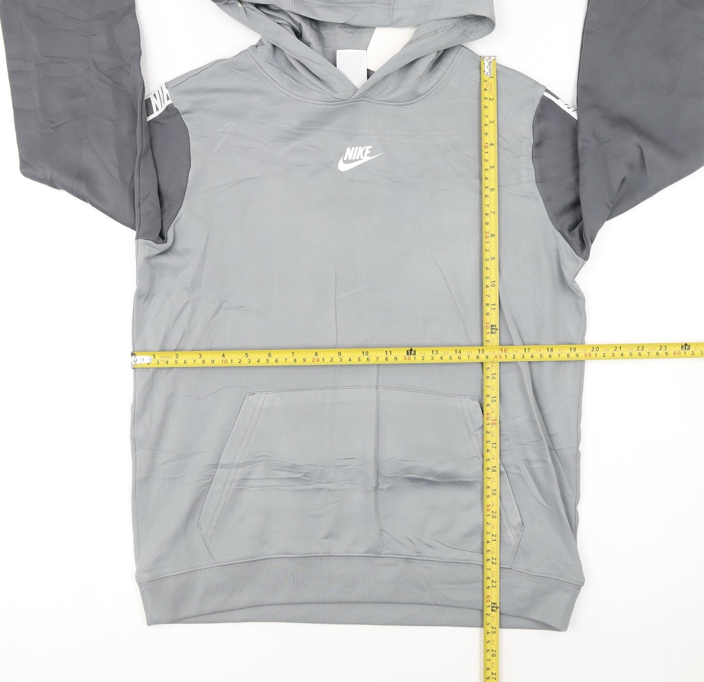 Nike Boys Grey Dri-Fit XL Pullover Hoodie with Logo Sleeves