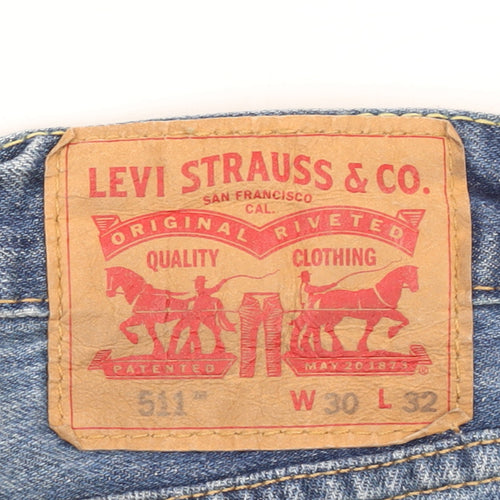 Levi Strauss Men's Blue 511 Slim Fit Straight Jeans W30 L32