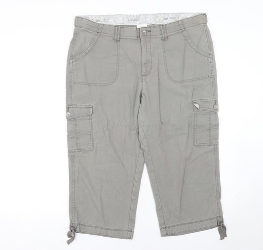 Lee Women Grey Cargo Shorts Size 16 Cotton Comfort Twill