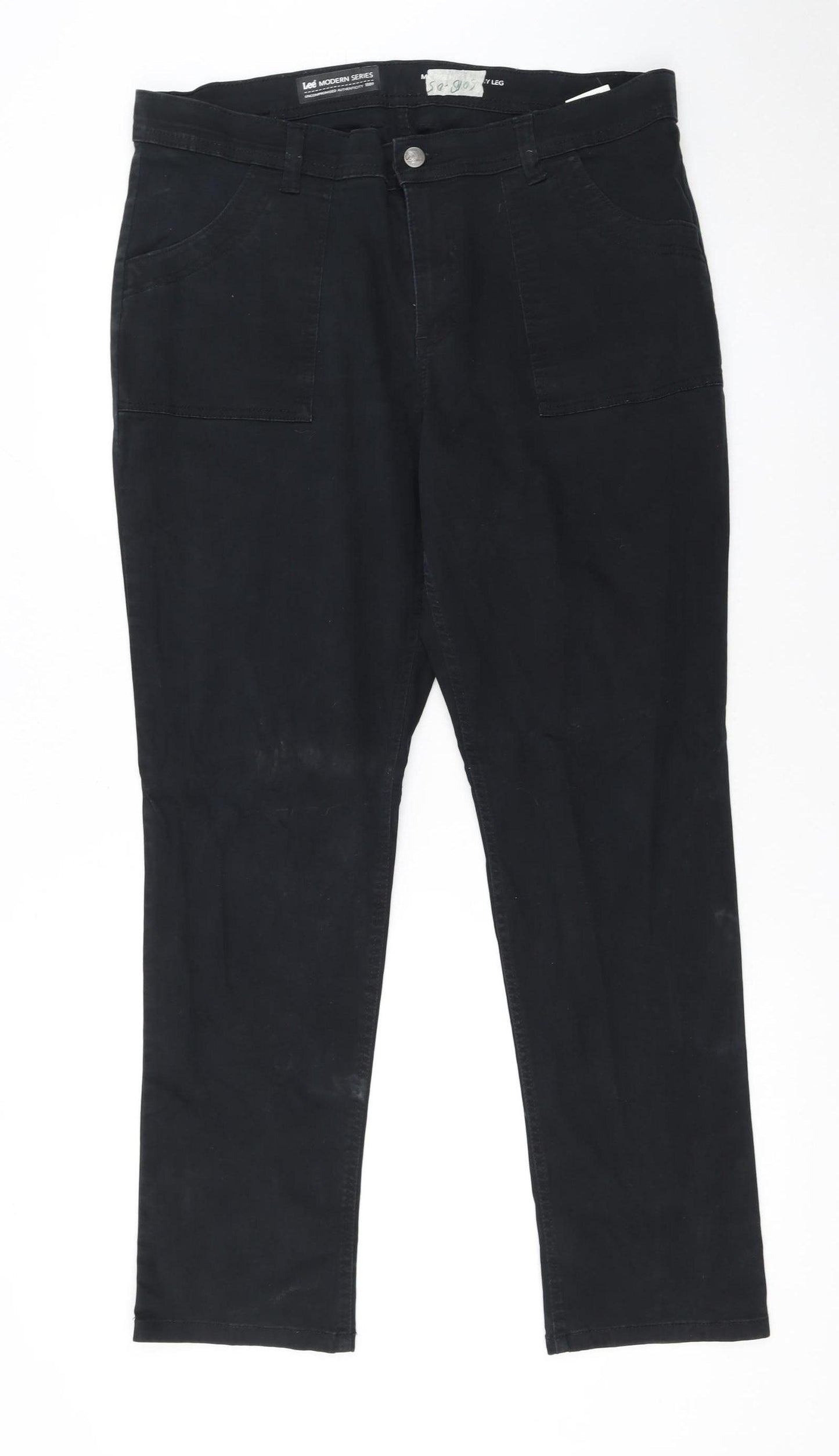Lee Women Black Straight Jeans Size 16 Stretch Denim