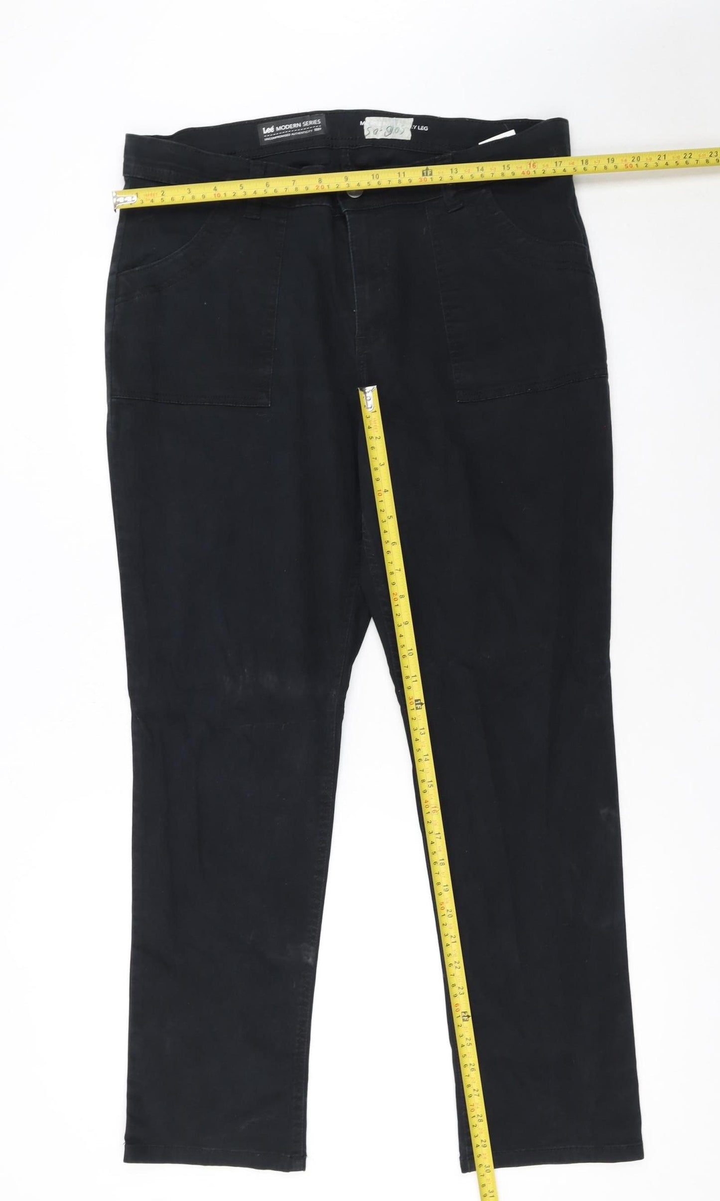 Lee Women Black Straight Jeans Size 16 Stretch Denim