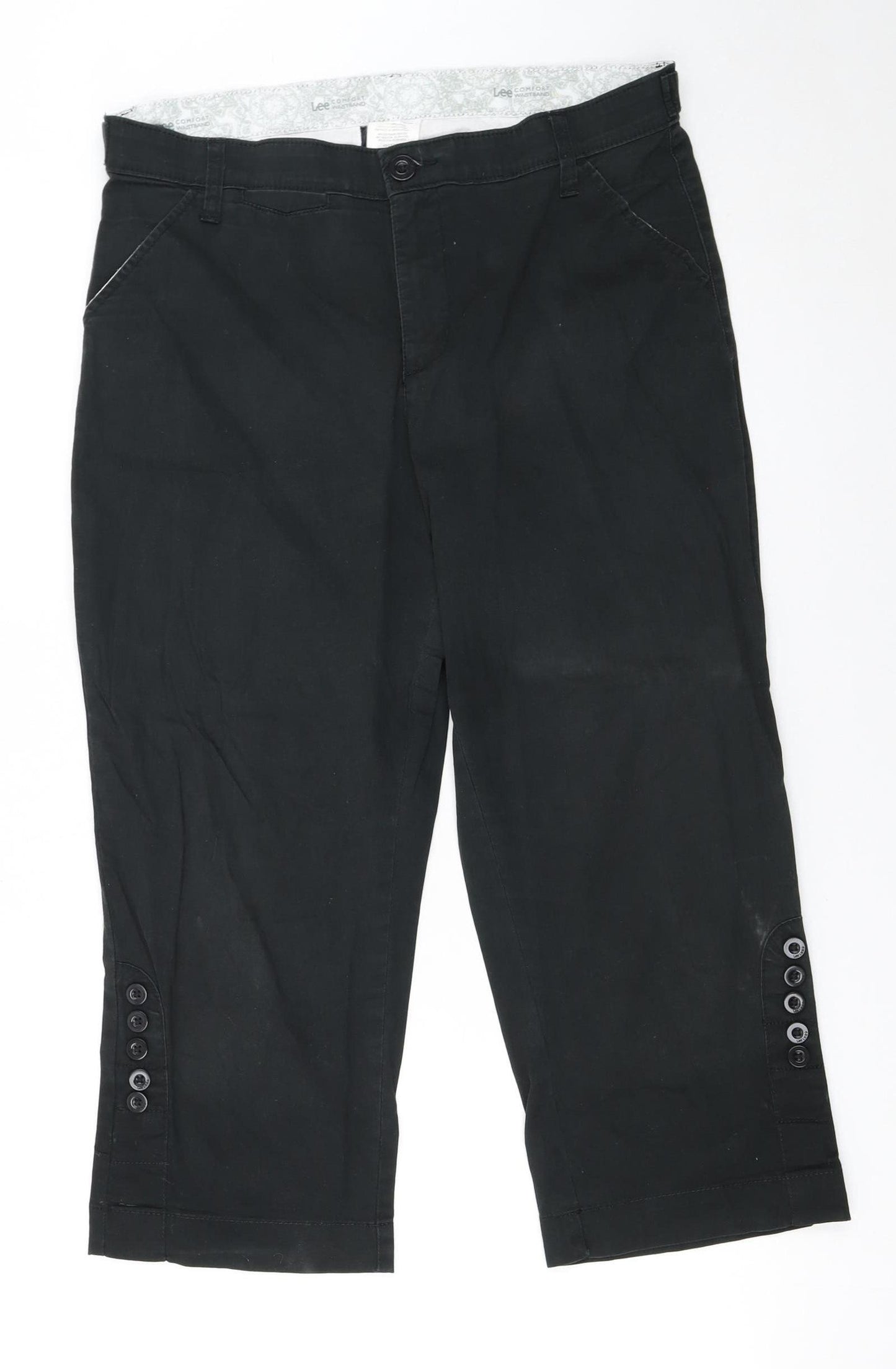 Lee Women's Black Capri Trousers Size 10 Stretch Comfort Fit