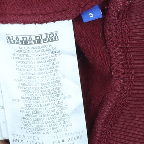Napapijri Men's Red Pullover Hoodie Size S Cotton Logo Fleece