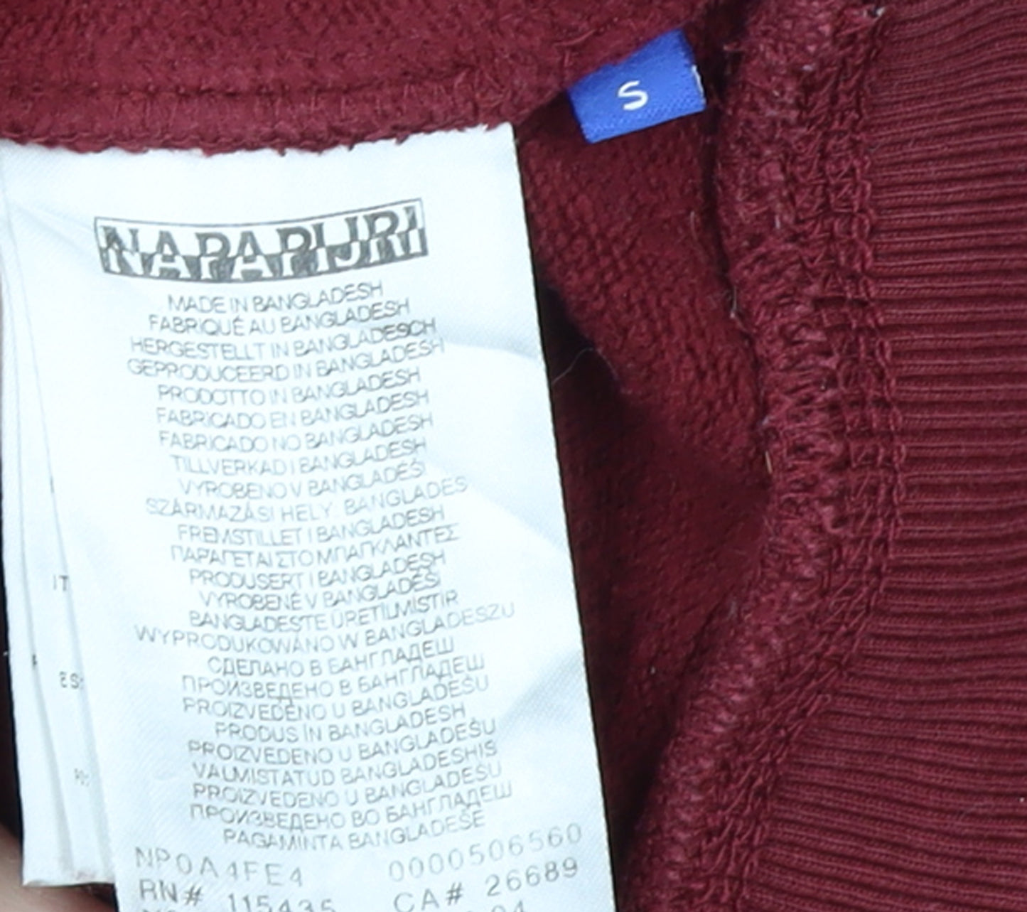 Napapijri Men's Red Pullover Hoodie Size S Cotton Logo Fleece