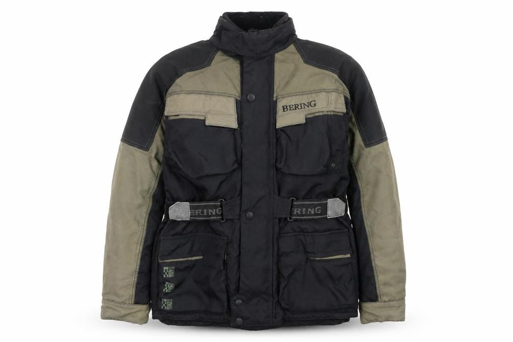 Front view of Bering Men’s Black Motorcycle Jacket M Waterproof Windproof Reflective