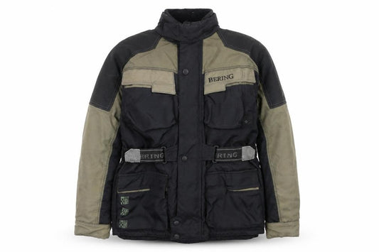Front view of Bering Men’s Black Motorcycle Jacket M Waterproof Windproof Reflective