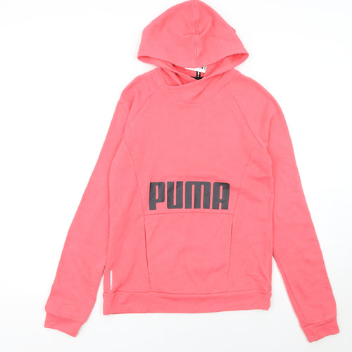 Puma Women's Pink Pullover Hoodie Small Logo Sweatshirt