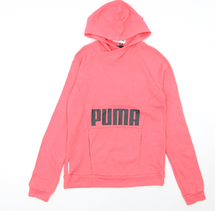 Puma Women's Pink Pullover Hoodie Small Logo Sweatshirt
