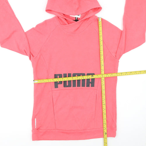 Puma Women's Pink Pullover Hoodie Small Logo Sweatshirt