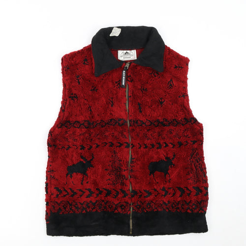Black Mountain Womens Red Fleece Outdoor Zip Waistcoat Small