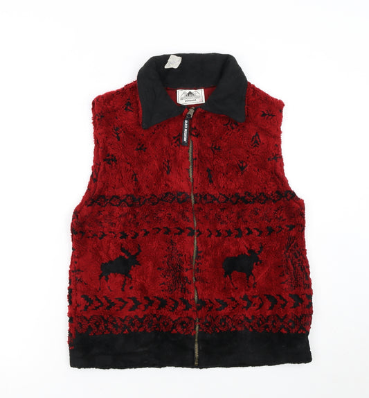 Black Mountain Womens Red Fleece Outdoor Zip Waistcoat Small