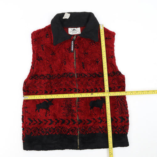 Black Mountain Womens Red Fleece Outdoor Zip Waistcoat Small